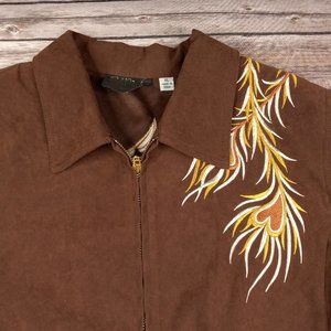 Bob Mackie Wearable Art XL Embroidered Phoenix Faux Suede Jacket